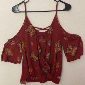 Sun & Shadow Red Flower Blouse